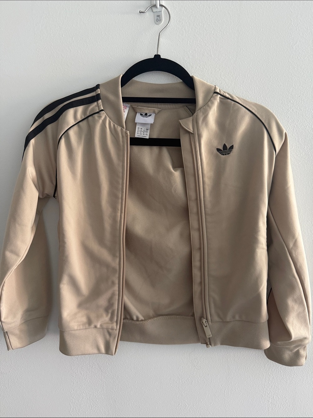 adidas Kids Tan Track Jacket with Black Stripes